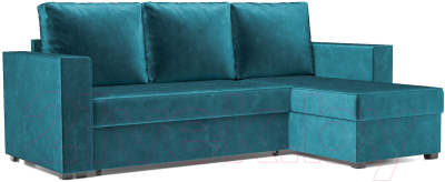 Диван угловой Mebel-Ars Рим (бархат сине-зеленый Star Velvet 43 Black Green) - фото