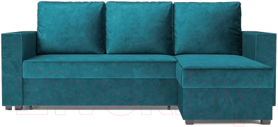 Диван угловой Mebel-Ars Рим (бархат сине-зеленый Star Velvet 43 Black Green)