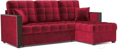 Диван угловой Mebel-Ars Техас (бархат красный Star Velvet 3 Dark Red) - фото