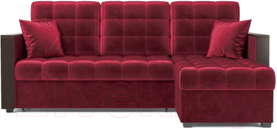Диван угловой Mebel-Ars Техас (бархат красный Star Velvet 3 Dark Red)