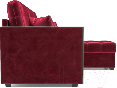 Диван угловой Mebel-Ars Техас (бархат красный Star Velvet 3 Dark Red)