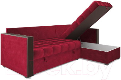 Диван угловой Mebel-Ars Техас (бархат красный Star Velvet 3 Dark Red)