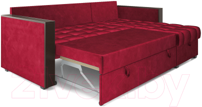 Диван угловой Mebel-Ars Техас (бархат красный Star Velvet 3 Dark Red)
