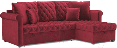 Диван угловой Mebel-Ars Берлин (бархат красный Star Velvet 3 Dark Red) - фото