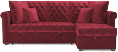 Диван угловой Mebel-Ars Берлин (бархат красный Star Velvet 3 Dark Red)