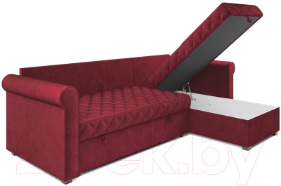 Диван угловой Mebel-Ars Берлин (бархат красный Star Velvet 3 Dark Red)