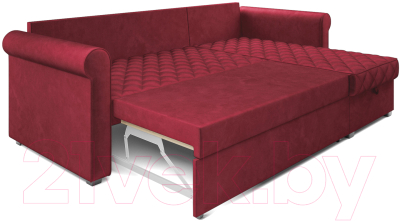 Диван угловой Mebel-Ars Берлин (бархат красный Star Velvet 3 Dark Red)