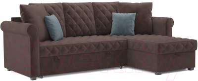 Диван угловой Mebel-Ars Берлин (велюр молочный шоколад НВ-178 13) - фото
