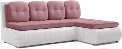 Диван угловой Mebel-Ars Кормак (велюр пудра НВ-178 18/экокожа белый) - фото