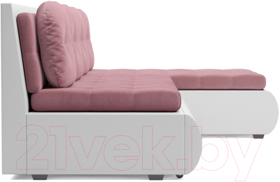 Диван угловой Mebel-Ars Кормак (велюр пудра НВ-178 18/экокожа белый)