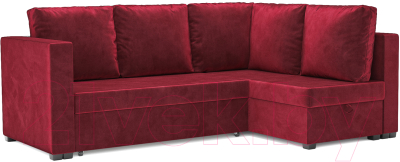 Диван угловой Mebel-Ars Мансберг (бархат красный Star Velvet 3 Dark Red) - фото