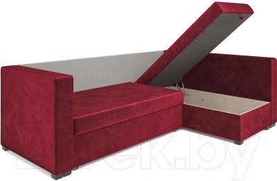 Диван угловой Mebel-Ars Мансберг (бархат красный Star Velvet 3 Dark Red)