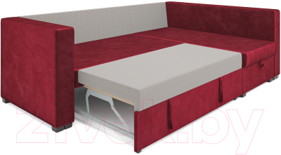 Диван угловой Mebel-Ars Мансберг (бархат красный Star Velvet 3 Dark Red)