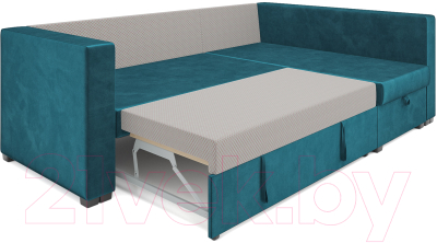 Диван угловой Mebel-Ars Мансберг (бархат сине-зеленый Star Velvet 43 Black Green)