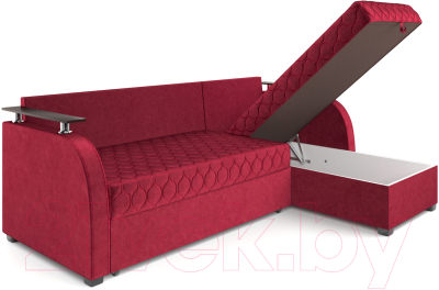 Диван угловой Mebel-Ars Токио (бархат красный Star Velvet 3 Dark Red)