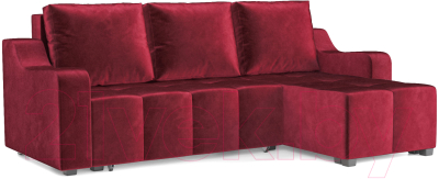 Диван угловой Mebel-Ars Берн (бархат красный Star Velvet 3 Dark Red) - фото
