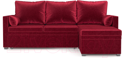 Диван угловой Mebel-Ars Париж (бархат красный Star Velvet 3 Dark Red)
