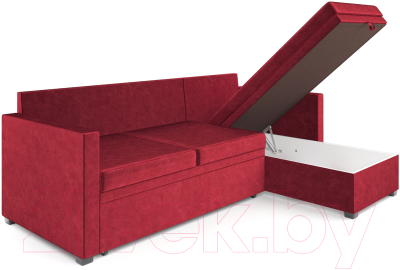 Диван угловой Mebel-Ars Париж (бархат красный Star Velvet 3 Dark Red)