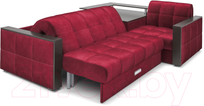 Диван угловой Mebel-Ars Прага (бархат красный Star Velvet 3 Dark Red)