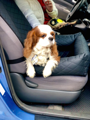 Автокресло для собак ElCrucce 45x45x60 (экокожа, черный/красная строчка)