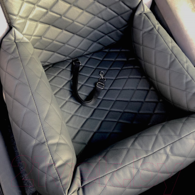 Автокресло для собак ElCrucce 45x45x60 (экокожа, черный/синяя строчка)