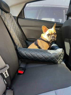 Автокресло для собак ElCrucce 45x45x60 (экокожа, черный/белая строчка)