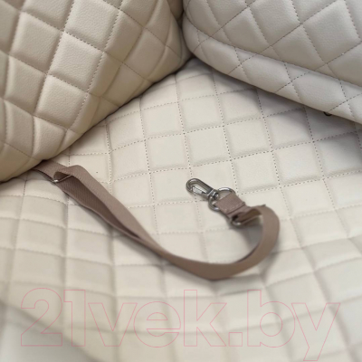 Автокресло для собак ElCrucce 45x45x60 (экокожа, бежевый/бежевая строчка)