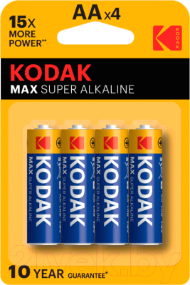 Комплект батареек Kodak Max Super Alkaline AA LR6 4BL - фото