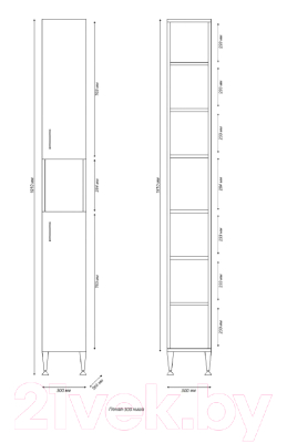 Шкаф-пенал для ванной Tivoli Сити 30 / 461796