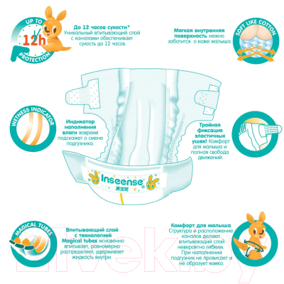 Подгузники детские Inseense Classic NB 0-5 кг / InsCNB27Yel