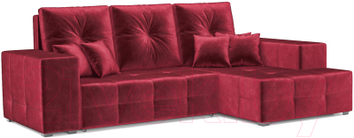 Диван угловой Mebel-Ars Монреаль правый (бархат красный/Star Velvet 3 Dark Red) - фото