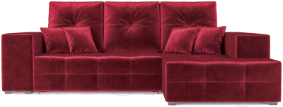 Диван угловой Mebel-Ars Монреаль правый (бархат красный/Star Velvet 3 Dark Red)