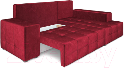 Диван угловой Mebel-Ars Монреаль правый (бархат красный/Star Velvet 3 Dark Red)