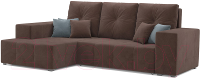 Диван угловой Mebel-Ars Монреаль левый (велюр молочный шоколад / НВ-178/13) - фото