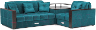 Диван угловой Mebel-Ars Прага (бархат сине-зеленый Star Velvet 43 Black Green) - фото