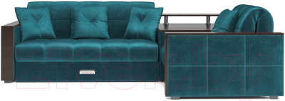 Диван угловой Mebel-Ars Прага (бархат сине-зеленый Star Velvet 43 Black Green)