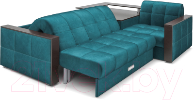 Диван угловой Mebel-Ars Прага (бархат сине-зеленый Star Velvet 43 Black Green)
