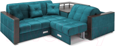 Диван угловой Mebel-Ars Прага (бархат сине-зеленый Star Velvet 43 Black Green)