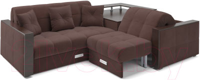 Диван угловой Mebel-Ars Прага (велюр молочный шоколад НВ-178 13)