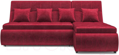 Диван угловой Mebel-Ars Дубай (бархат красный Star Velvet 3 Dark Red)