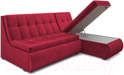 Диван угловой Mebel-Ars Дубай (бархат красный Star Velvet 3 Dark Red)