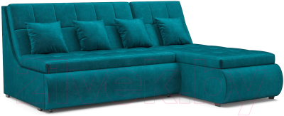 Диван угловой Mebel-Ars Дубай (бархат сине-зеленый Star Velvet 43 Black Green) - фото