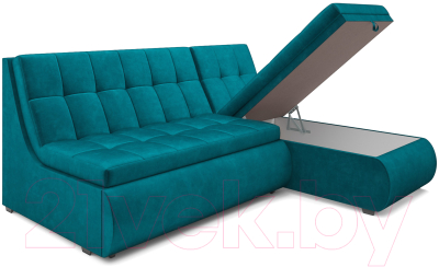 Диван угловой Mebel-Ars Дубай (бархат сине-зеленый Star Velvet 43 Black Green)