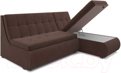 Диван угловой Mebel-Ars Дубай (велюр молочный шоколад НВ-178 13)
