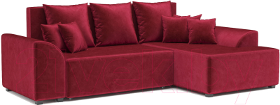 Диван угловой Mebel-Ars Каскад правый (бархат красный Star Velvet 3 Dark Red) - фото