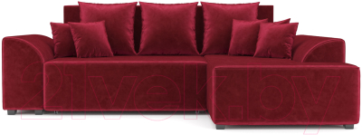 Диван угловой Mebel-Ars Каскад правый (бархат красный Star Velvet 3 Dark Red)