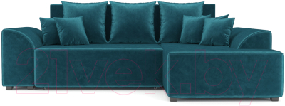 Диван угловой Mebel-Ars Каскад правый (бархат сине-зеленый Star Velvet 43 Black Green)