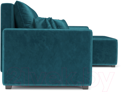 Диван угловой Mebel-Ars Каскад правый (бархат сине-зеленый Star Velvet 43 Black Green)