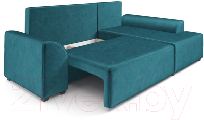 Диван угловой Mebel-Ars Каскад правый (бархат сине-зеленый Star Velvet 43 Black Green)