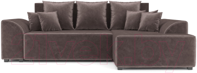 Диван угловой Mebel-Ars Каскад правый (бархат серо-шоколадный Star Velvet 60 Coffee)